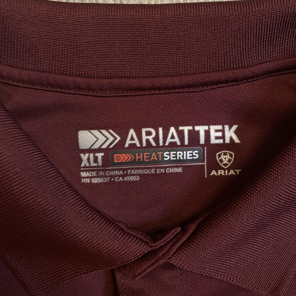 Ariat Polo Shirt Mens XLT Big Tall Red AriatTEK Heat Series Performance Golf - Picture 3 of 10